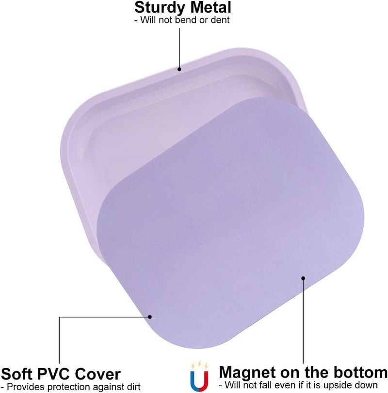 HOKirin Metal Tray With Soft Magnetic Lid, Small Blank With Spill Proof Cover, Cute Purple, Perfect for Home and On-The-Go, 7" x 5.5" x 0.6" - Image 2